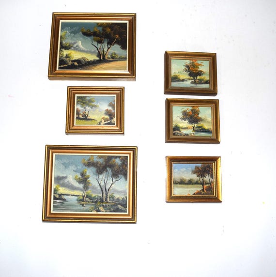 Popular Mini Trees Oil Art 3 Miniature Landscape Oil Painting  Made in Spain Miniature Art Landscape Oil Paintings 70's SOLD INDIVIDUALLY
