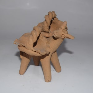 Mexican Clay Pottery Folk Art Donkey, Burro, Horse Sculpture Artist Hand Crafted Unglazed Pottery  Clay Primitive Handcrafted Figurine