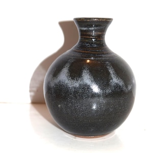 Blue Art Studio Weed Pot Vase is Made of Red Clay MAker's Mark on Bottom Well Made Wheel Thrown