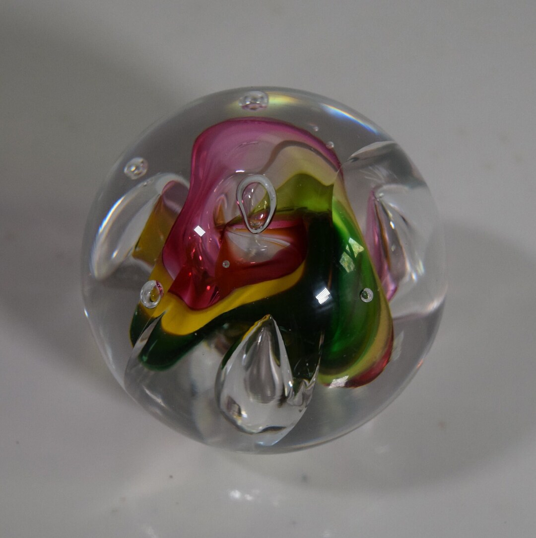 Adam Tablonski / JABLONSKI Art Glass Paperweight Lead Crystal Teardrop