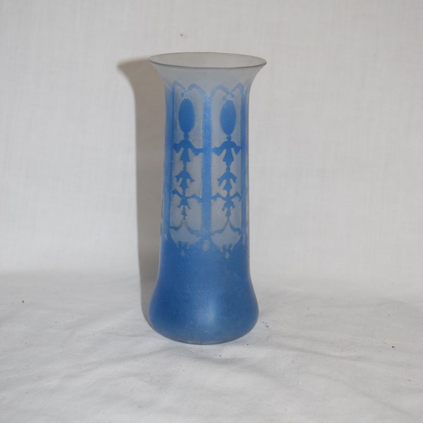 Vase Art Déco Exquisite French Art Glass Vase Decorated Victorian Glass Vase Legras "Lamartine" Shaped Cameo Glass Vase Mottled Cameo Glass