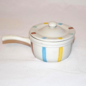 Hand Painted De Sphinx Parafeu Holland Small Striped Covered Casserole Dish Handle Collectible Bakeware Pottery  Lid Handled Baking Dish