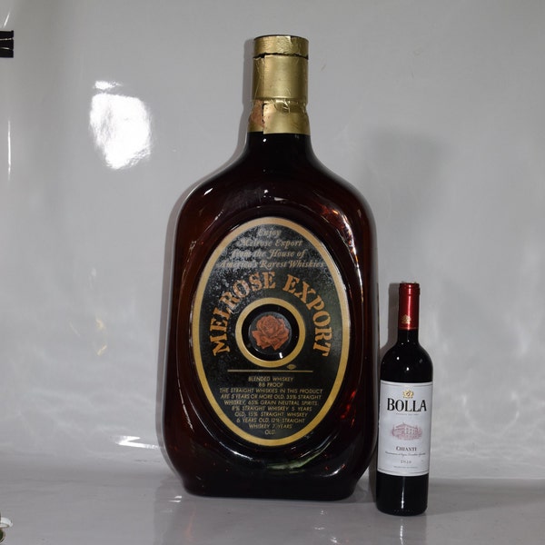 Oversized Amber Whiskey Liquor Bottle Giant Store Display Bottle 26” Melrose Export Whiskey Bottle Melrose Export Blended Whiskey EMPTY