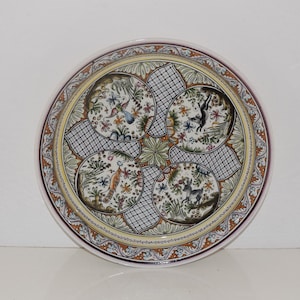 Ceramonte Hand Painted Wall Plate Platter Tray Coimbra Portugal Serramonte Amabeca Pottery Stunning Coimbra Portugal Round Tray Platter