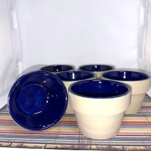 Vintage Hearthstone set of 6 Flower Pot Muffin Bakers Reusable 3" Food-Safe Flower Pots For Baking 1980s, Clay Baking Pots
