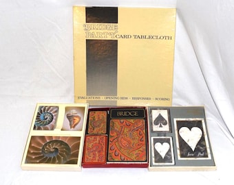 CHOICE Bridge Playing Cards 2 Decks w Score Pad Hallmark Shells, Congress Designer, Caspari Ensemble or Bridge Card Instructional Tablecloth