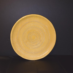 Tadinate Huge Yellow Ceramic Incised Large Wall Platter Designer Plate Bitossi Seta Londi Era Ceramiche Italy Art Pottery Mid-Century Modern