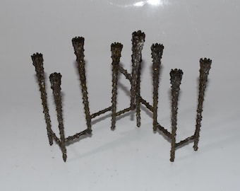 Paul Evans Style Channukah Mid-Century Modern Brutalist Textural Brass Resembling Melting Wax Menorah Hanukkah Menorah - Jerusalem - Judaica