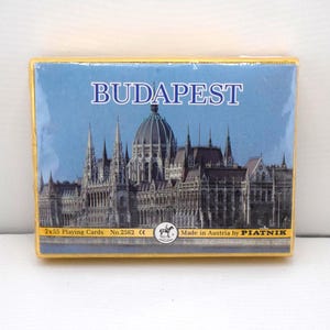 Budapest Playing Cards Double Deck Unopened Box Buda or Pest Side Tourist Landmarks Platnik Made in Austria Souvenir Bridge Cards New Unused
