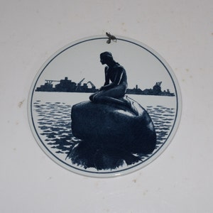 Royal Copenhagen Den Lille Havfrue Little Mermaid Fajance Round Tile Trivet Wall Plaque Wall Decoration Souvenir