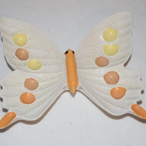 Retro Butterfly Ashtray 1970&#39;s Mid Century Decor Ceramic Hand painted Pin Dish Signed