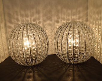 Elegant Crystal Like Ball Globe Circle Accent Table Lamp Light Chrome Plate Finish Could be Horchow Bosley Crystal Ball Lamp Globe Light
