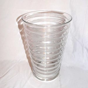 Large RIBBED GLASS Vase 80's IKEA Horizontal Ribbed Clear Vase 11