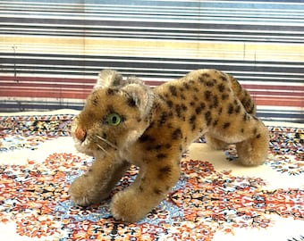 Steiff Wild Cat Paddy Mid-Century Steiff Germany Leopard Mohair 1950's Plush Toy of the Big Cats Menagerie