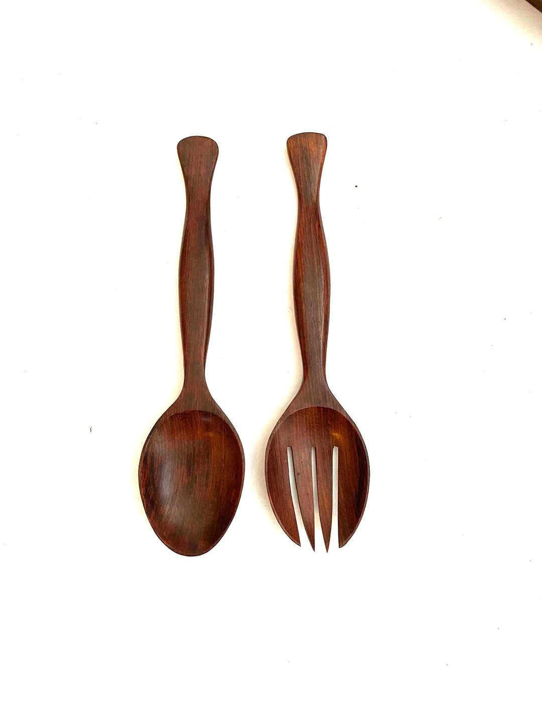 Set De Salade En Bois Tiki - 7 Pièces - Occasion