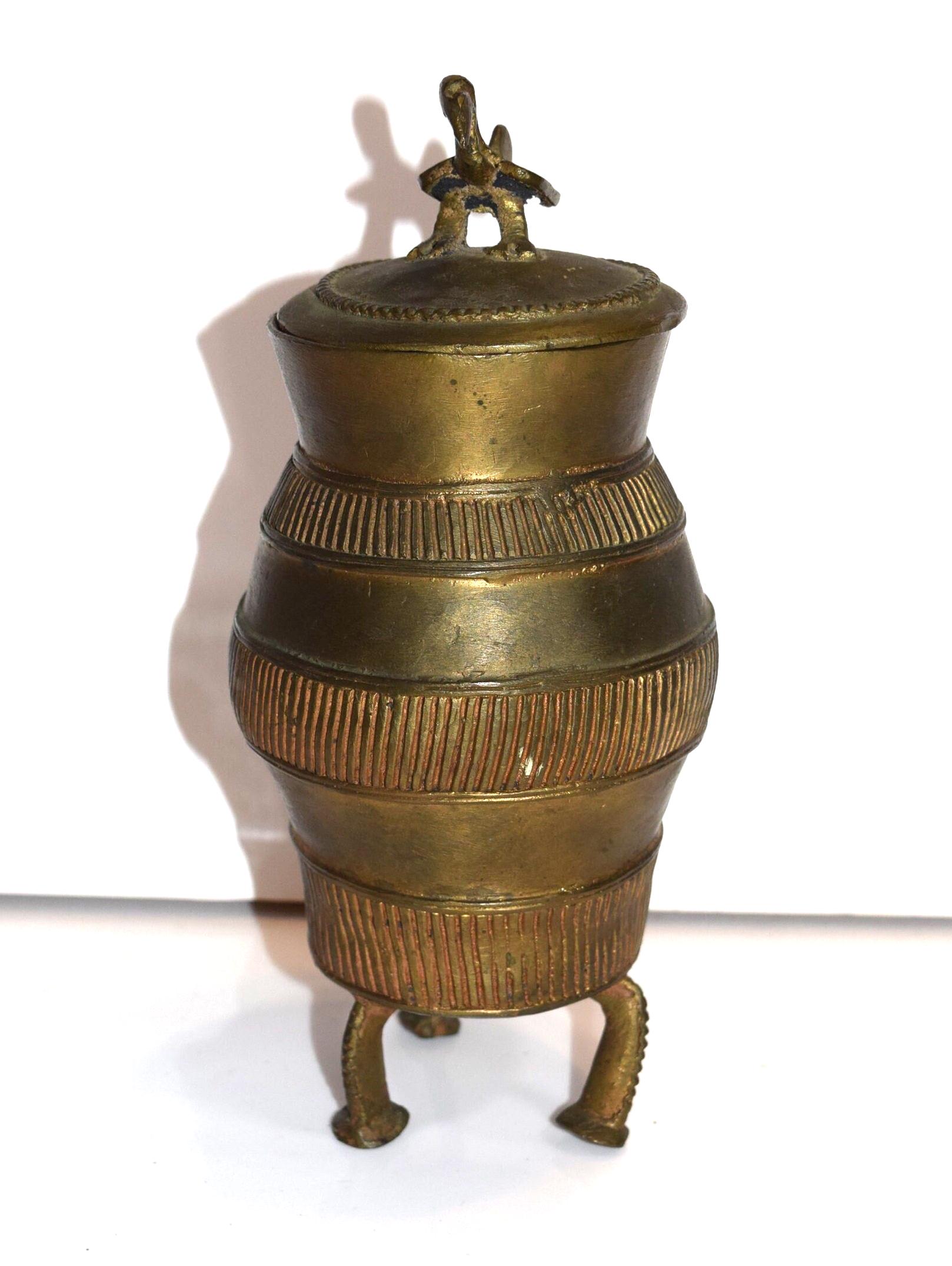 Kuduo African Cast Bronze Gold Dust Vessel Kuduo Ashanti Tribe Ghana Brass ...