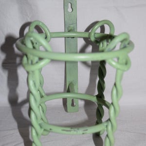 Green 20th Century Wrought Iron Gazing Ball or Pot Holder Plant Stand Outdoor Patio Decor Plant Stand 3-Leg