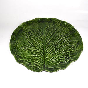 Pat Young Art Pottery Organic Cabbage Leaf Plate Lettuce Platter Leaf Plate Art Pottery Vintage Pat Young Inverness Floridac