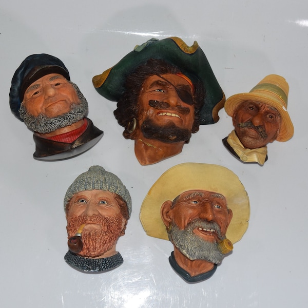 Fishermen and Farmers "BOSSON'S”, Character Head Plaques by Bossons Congleton England No Box  SOLD SEPERATLY
