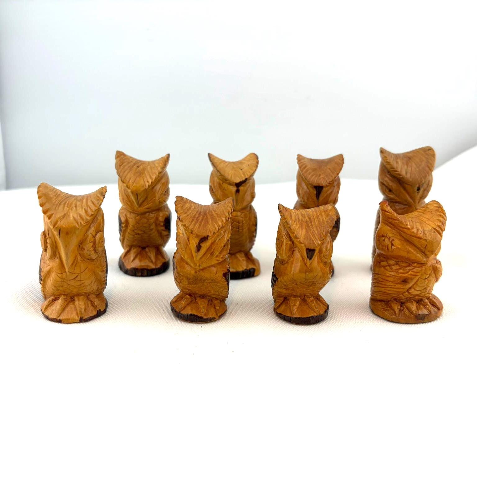 Hand Carved Wooden Owl Statue Wooden Rustic Owl Sculptures Wood  Figurine/Indigenous Kashubian Folk 