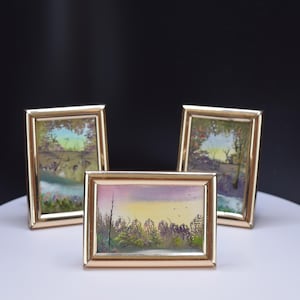 Popular Vintage Mini Framed Artwork 4 Miniature Landscapes Oil Painting  Signed JPC  SOLD INDIVIDUALLY