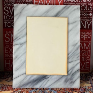 Rare Find Picture Frames White Marbled Marble Stone Photo Frame Velvet Back Sophisticate and Natural Picture Frame Statement Frame