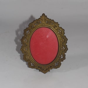 Small Italian Rococo Bronze Color Oval Photo Frame Brass Oval Frames Made in Italy Ornate Filigree