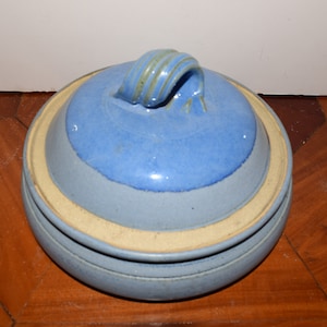 Studio Art Pottery MCM Stoneware Casserole Bowl with Lid Signed Handmade Ceramic Pottery Casserole Dish with Lid