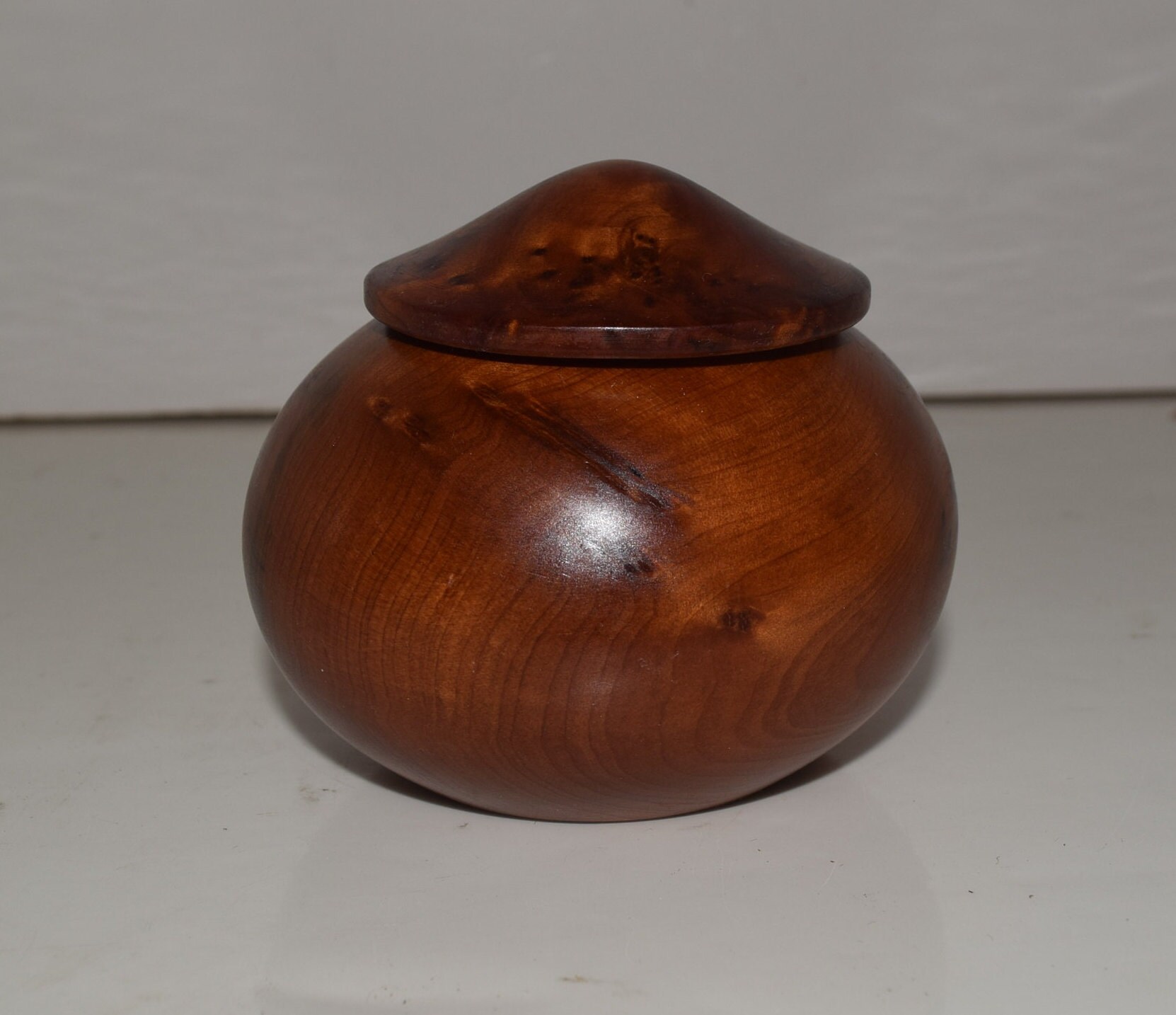 Burl Wood Votive Candle Or Trinket Box Hand Turned Crafted Lidded Container