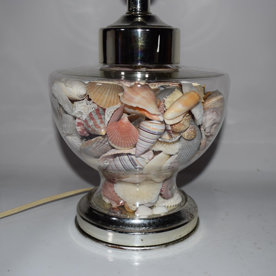 Seashell Table Lamp Vintage Styling Metal Base Beach Decor Oceanside ...