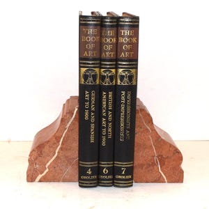 Saffron Brown Architectural Corbel Bookends Polished Marble Stone, Natural Rock, Display, Paperweight,