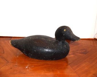 Authentic Vintage American Hunting Duck Decoy Very Old Wood Duck Decoy Antique Hand Carved Wood Heavy Dark Wood Duck Decoy Detachable Head