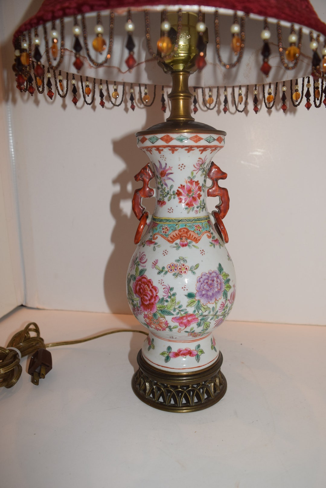 Chinese Porcelain Vase Lamp With Shades Chenlong Style Hand Painted