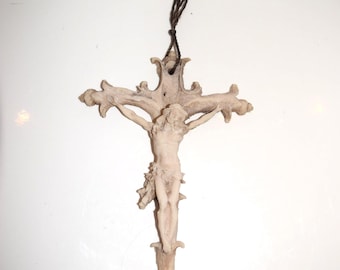 Beige Hard Plastic Crucifixion Statue Wall Crucifix / Resin Jesus Crucifix / Jesus on Cross Statue / Religious Decor / Home Décor