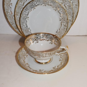 Royal Roslyn Germany 22K Gold Bridal Fine Bone China Dinnerware Wedding Tableware Only Cups, Saucers and Bread Plates SOLD SEPARATELY