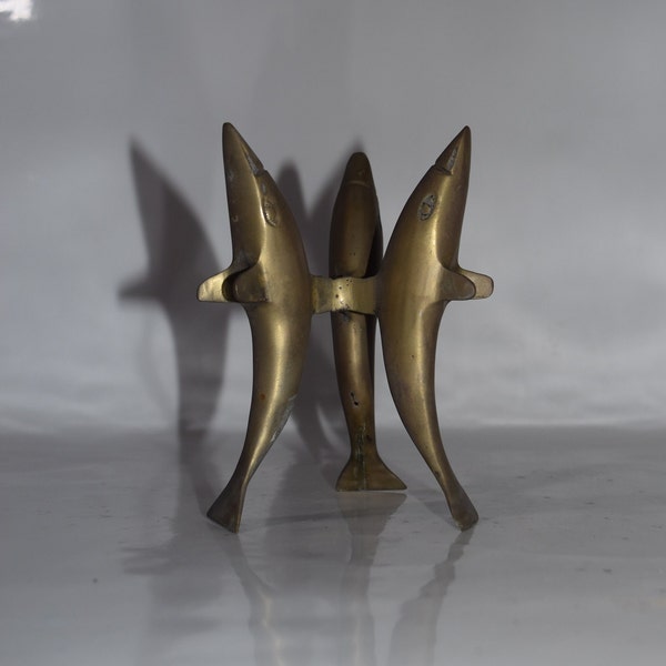 Solid Brass Dolphin Tripod Orb Marble Sphere Stand Trio Of Dolphins Stand