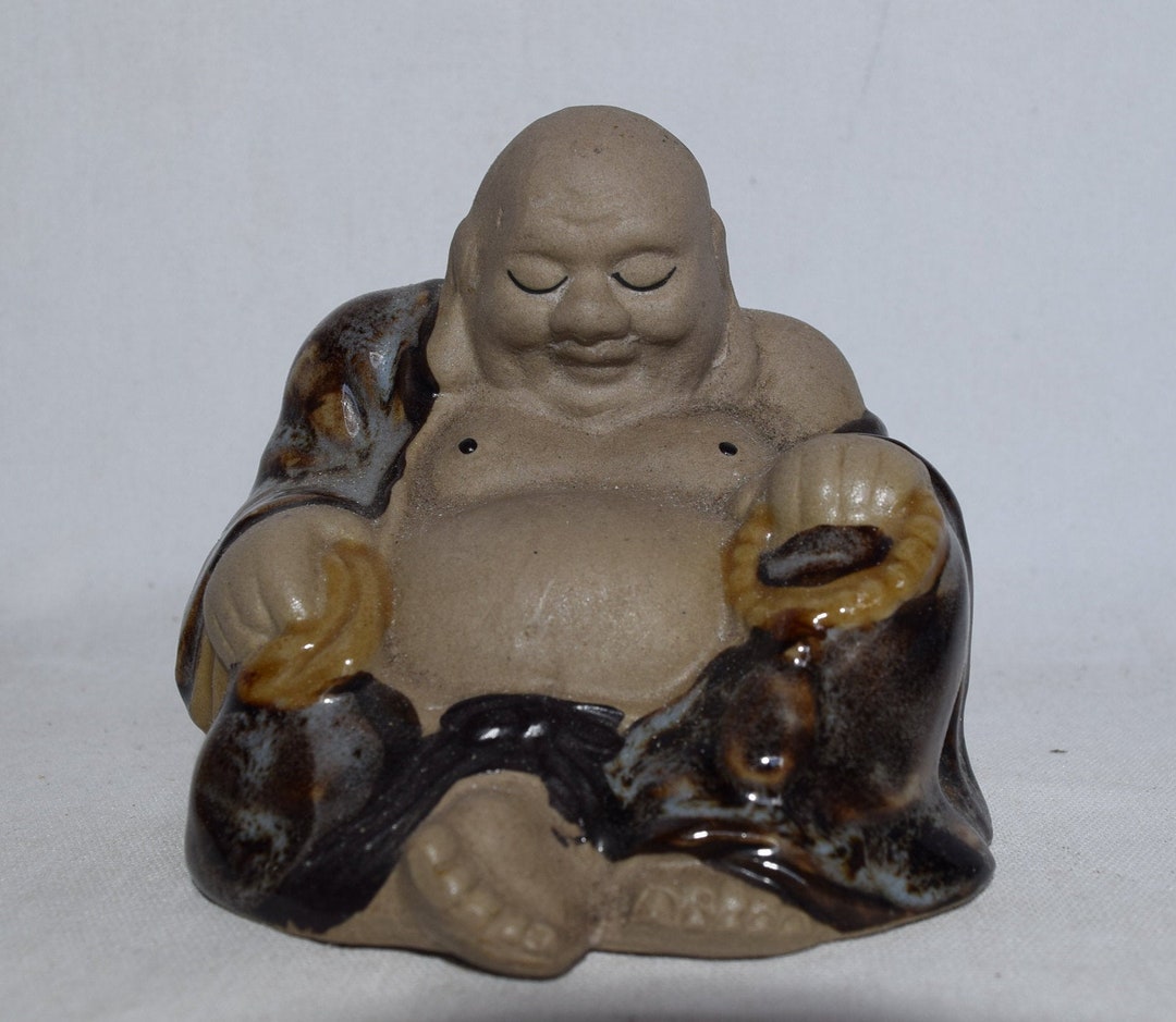Chinese Shiwan Ho Tai Mudman Sitting Sleeping Buddha Figure Matt and ...
