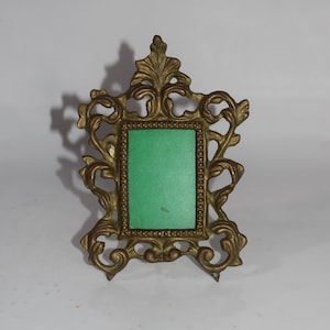 Ornate Rococo Heavy Brass Easel Back Picture Frame Photo Gold Metal Frame Art Nouveau Heavy Metal Picture Frame
