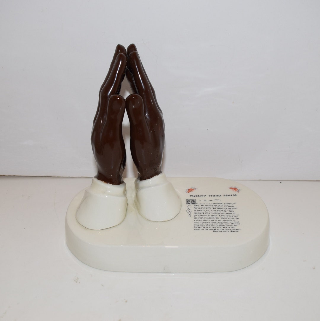 African American Ceramic Praying Hands W/ Inscribed Scripture Etsy