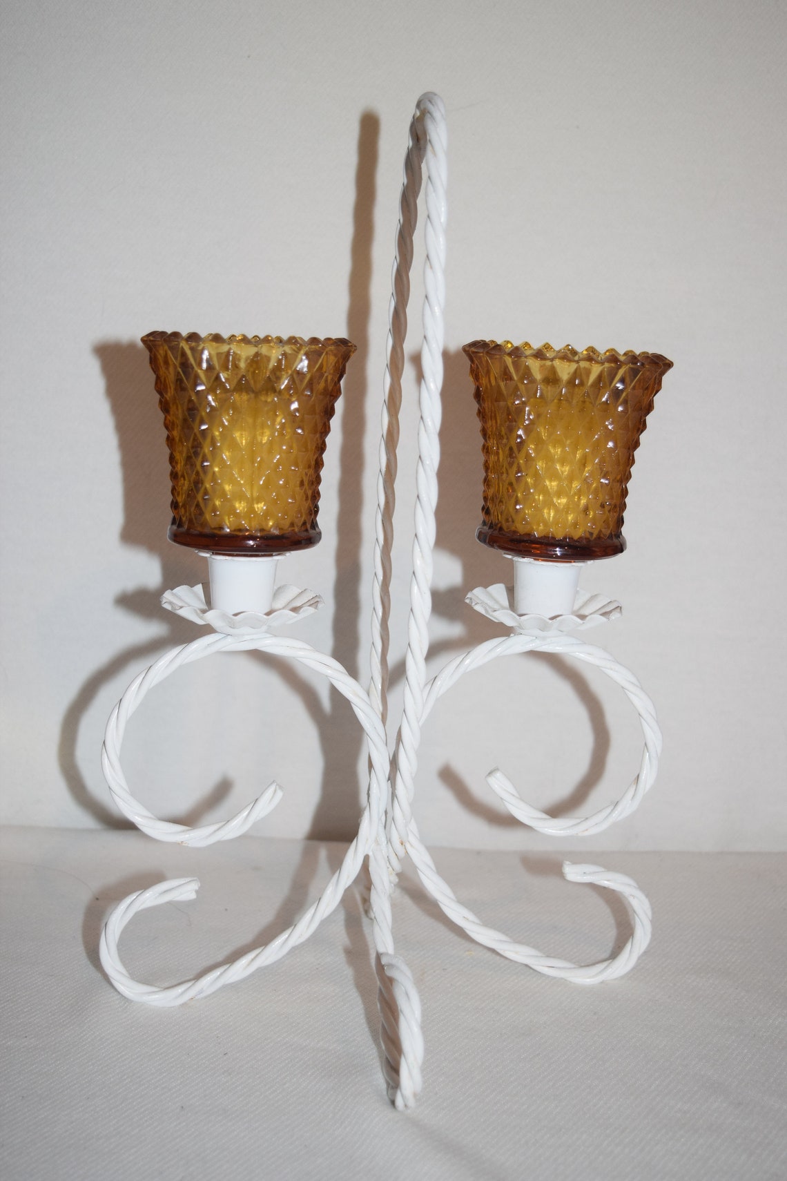 Candle Holder Vintage Homco Home Interiors White Twisted Etsy