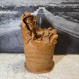 Little Prince Quote Whimsical Brutalist Clay Art Studio Pottery Sculpted Figure Unique One of A Kind Hand Sculpture Janet Worbe Sculptor