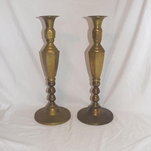 Large Heavy Solid Brass Candle Stick Holders Candlesticks Pair Taper Candleholders Alter Pillar Church Temple Set 16 inch Tall Candlesticks