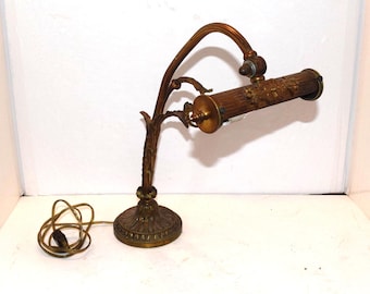 French Art Nouveau Brass Adjustable Desk Lamp Early 1900s Adjustable Piano Roll Top Desk Lamp Unknown designer Antique Piano or Desk