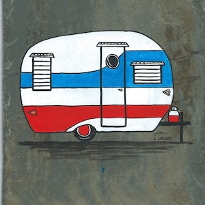 HAND PAINTED SLATE - 6&quot; X 9&quot; Small Camper