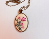 Pink Flower Necklace, Fabric Jewelry, Handmade Jewelry, Vintage Style Necklace