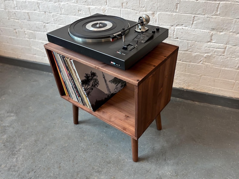 Record player stand, mid century turntable stand, vinyl record storage unit image 10