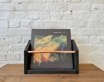 Handmade Wooden Vinyl Record Holder: LP Storage Display Stand