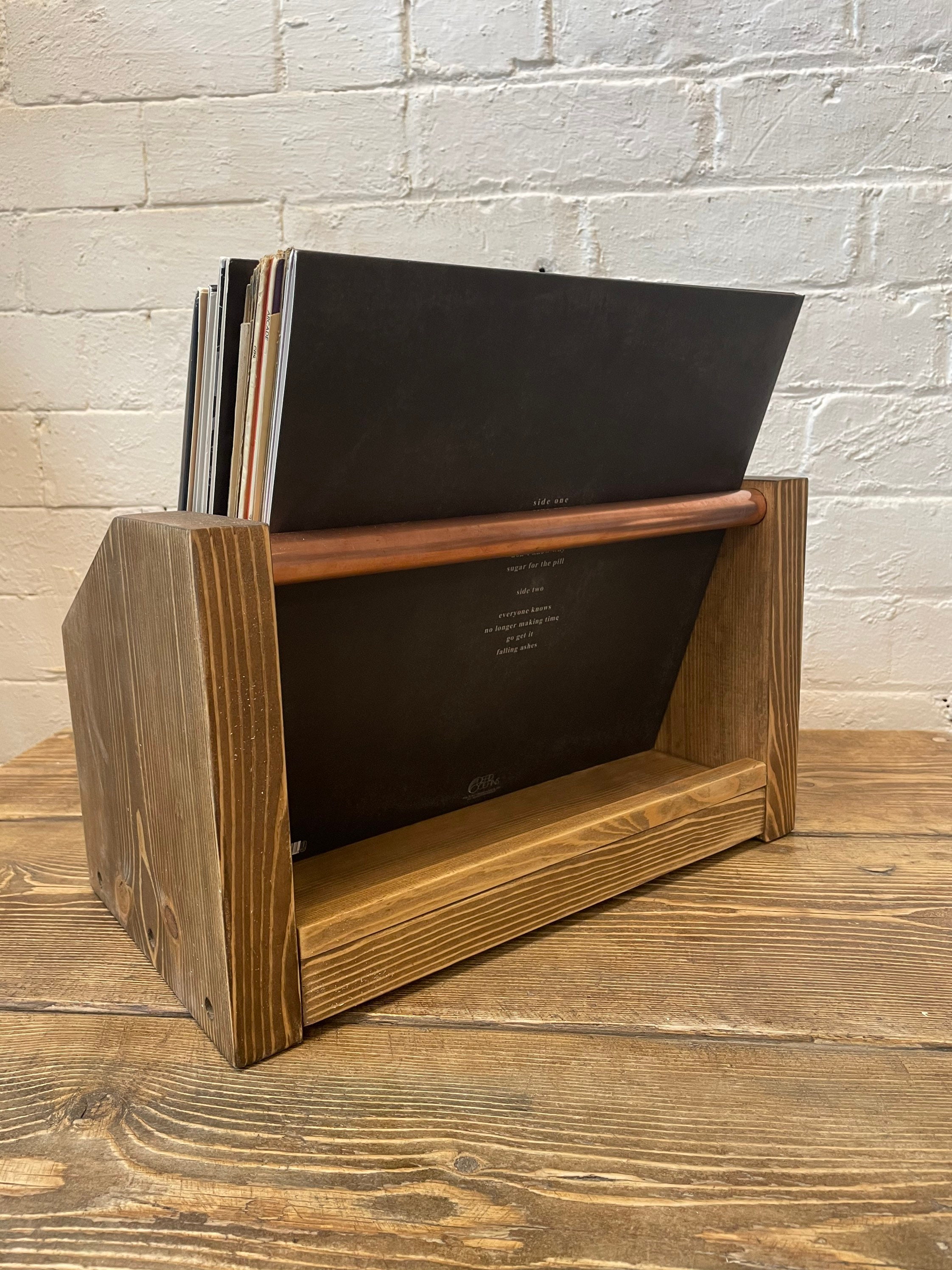 Record storage box Vinyl Crate Display wood copper Etsy