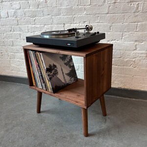 Record player stand, mid century turntable stand, vinyl record storage unit image 11