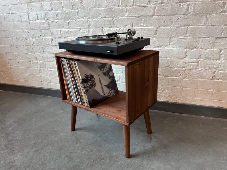 Record player stand, mid century turntable stand, vinyl record storage unit image 11